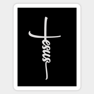 Jesus with cross white text Sticker